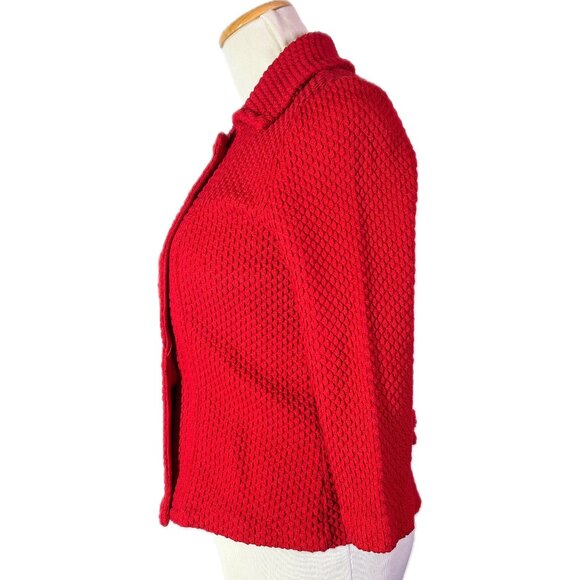 Vintage Beeline Fashions Size S? Red Double-Breasted Knit Cardigan Jacket - Picture 3 of 10